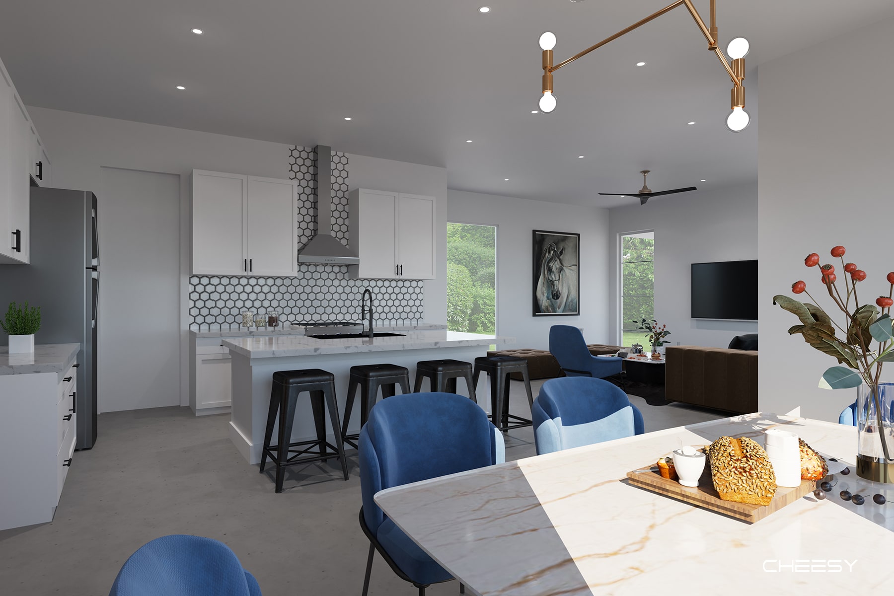 Kitchen : 3D Kitchen Interior Rendering Projects